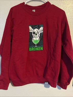Broken Graphic Crewneck Sweatshirt in Deep Red